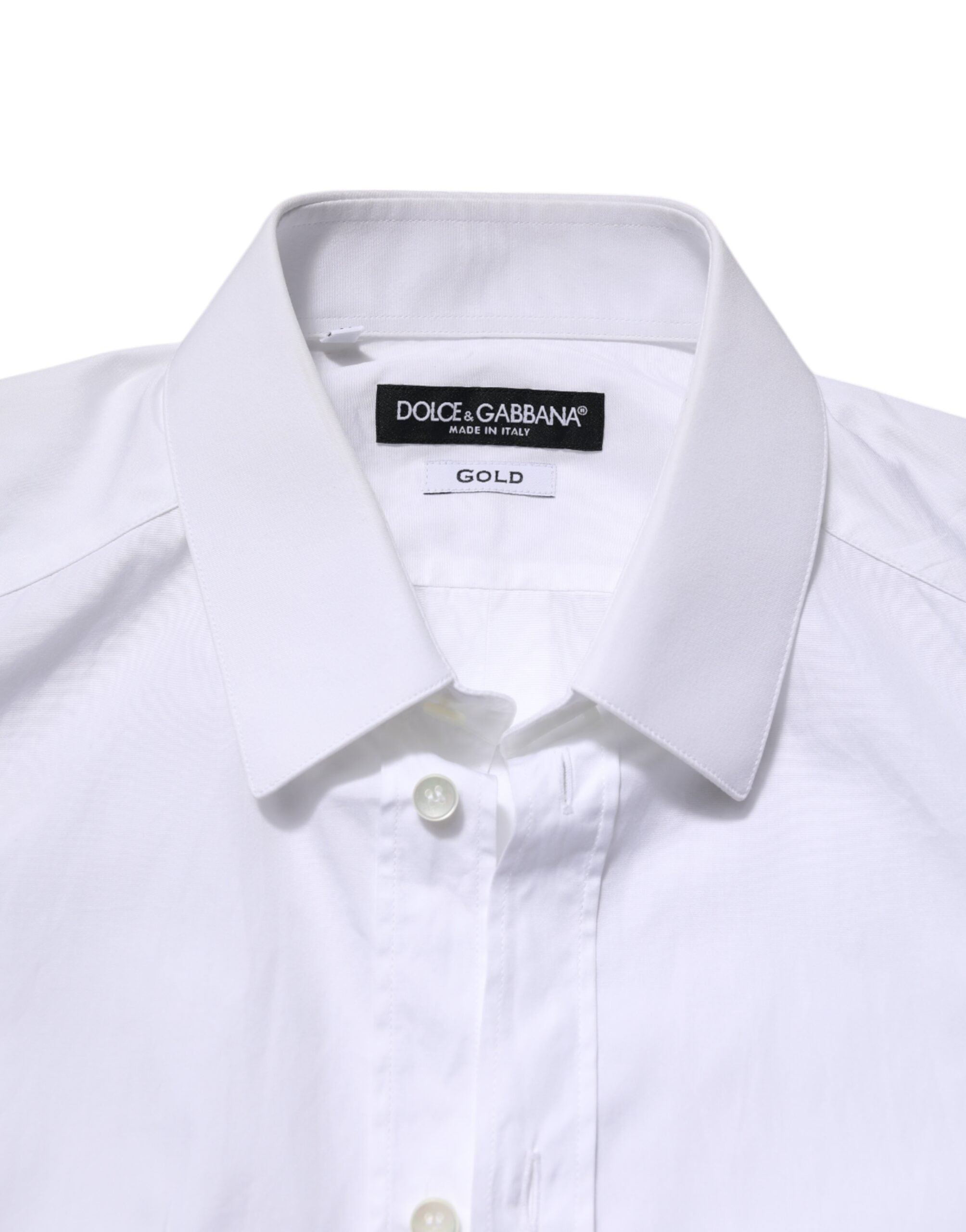 Dolce & Gabbana Weißes GOLD Baumwollhemd mit langen Ärmeln für formelle Anlässe